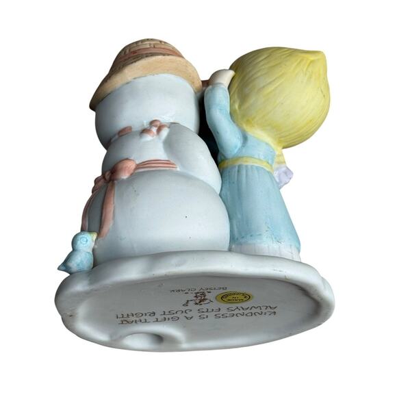 VTG 80s BETSEY CLARK Christmas Porcelain Figurine Snowman Kindness Collectible - Picture 4 of 7